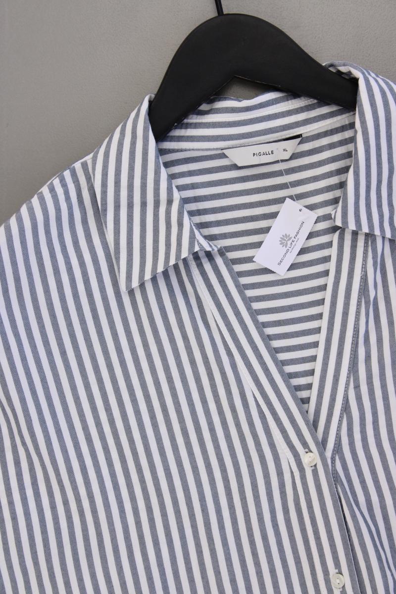 PIGALLE Longbluse Gr. XL gestreift Kurzarm grau
