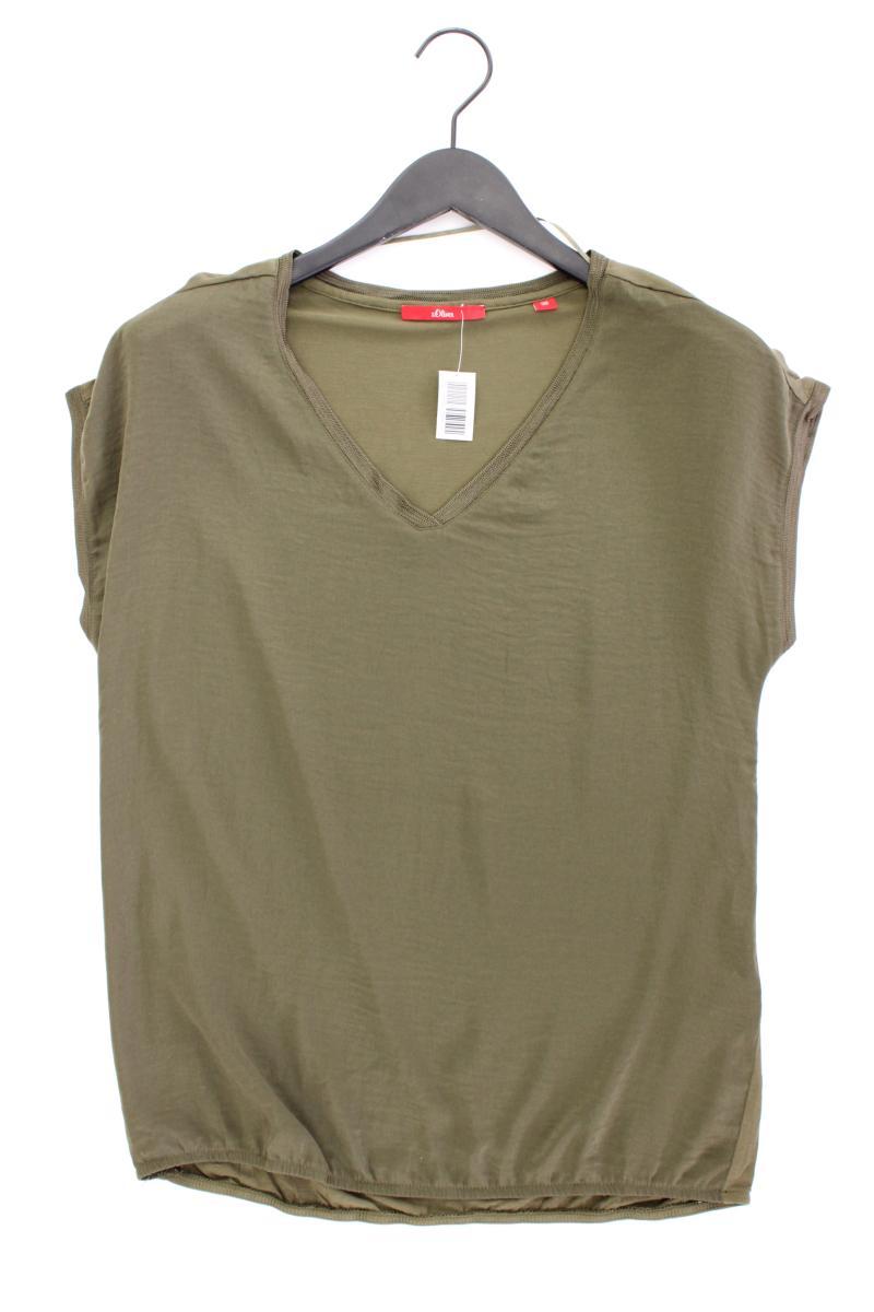 s.Oliver Kurzarmbluse Gr. 38 olivgrün aus Polyester