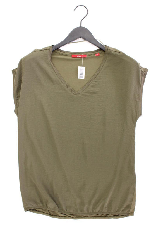 s.Oliver Kurzarmbluse Gr. 38 olivgrün aus Polyester