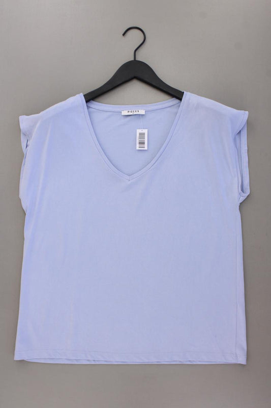 Pieces Shirt mit V-Ausschnitt Gr. XL neuwertig Kurzarm blau