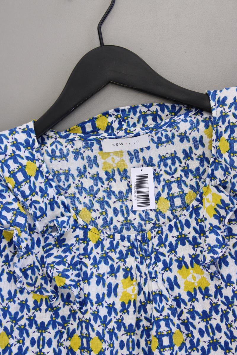 KEW LONDON Leinenbluse Gr. 38 mit Blumenmuster Kurzarm blau