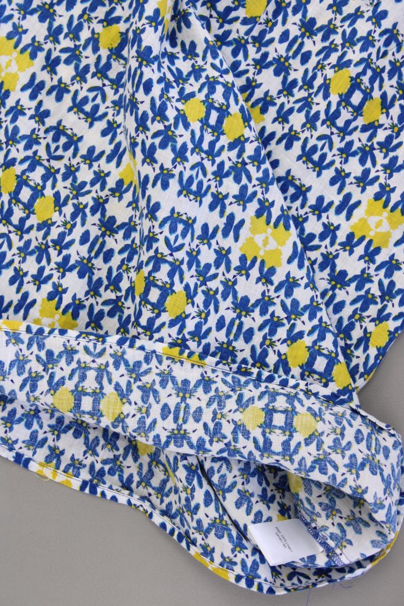 KEW LONDON Leinenbluse Gr. 38 mit Blumenmuster Kurzarm blau