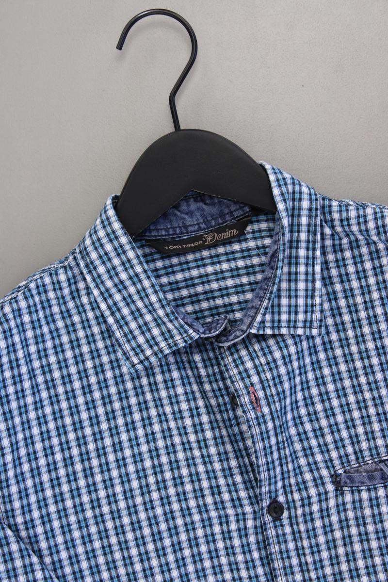 Tom Tailor (Denim) Karohemd für Herren Gr. S kariert Langarm blau aus Baumwolle