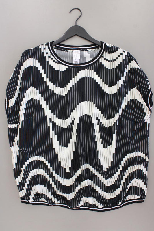 Mona Kurzarmbluse Gr. 52 geometrisches Muster neuwertig schwarz aus Viskose