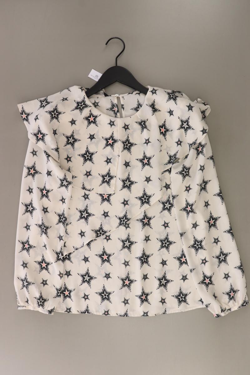Zara Bluse mit Sternenmuster Gr. M Langarm creme aus Polyester