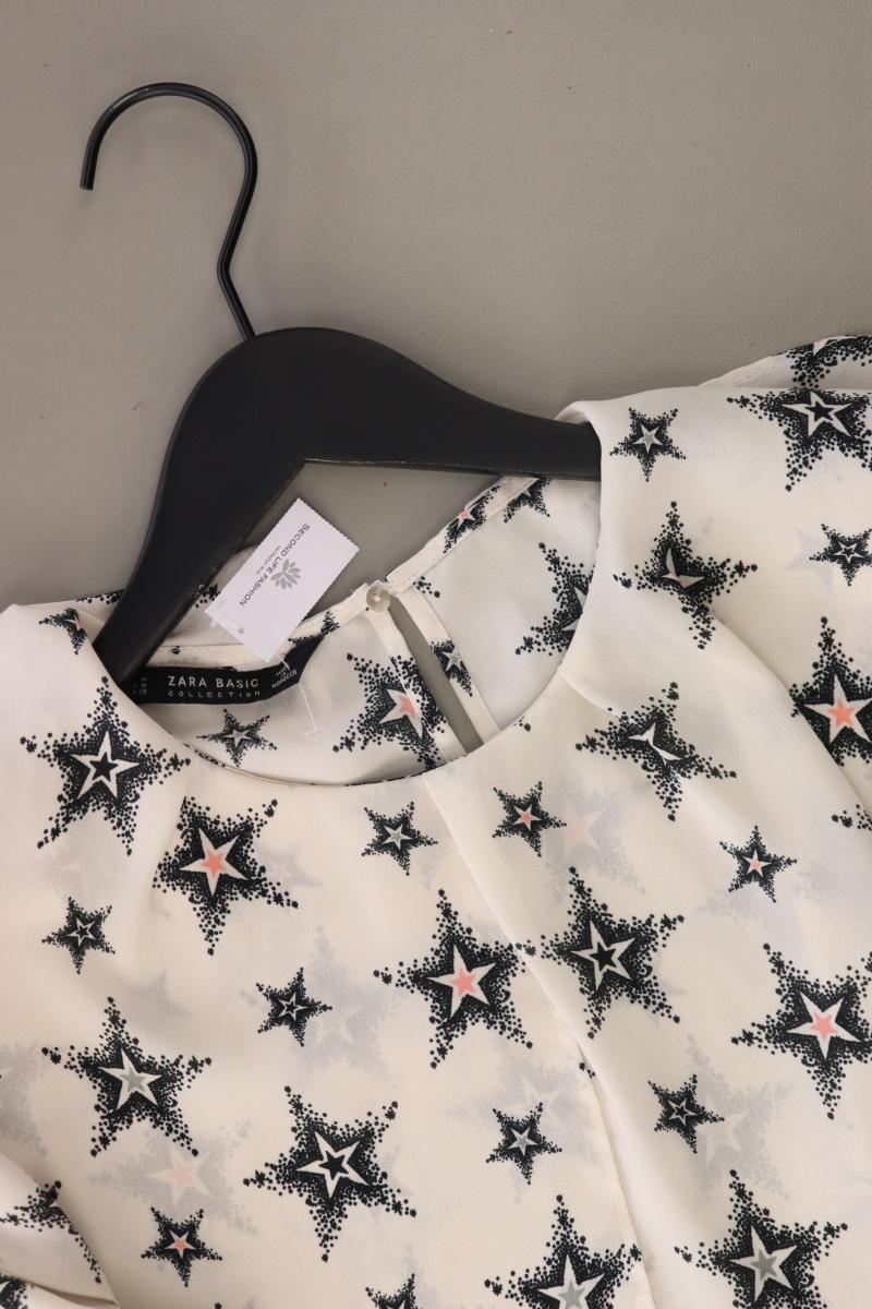Zara Bluse mit Sternenmuster Gr. M Langarm creme aus Polyester