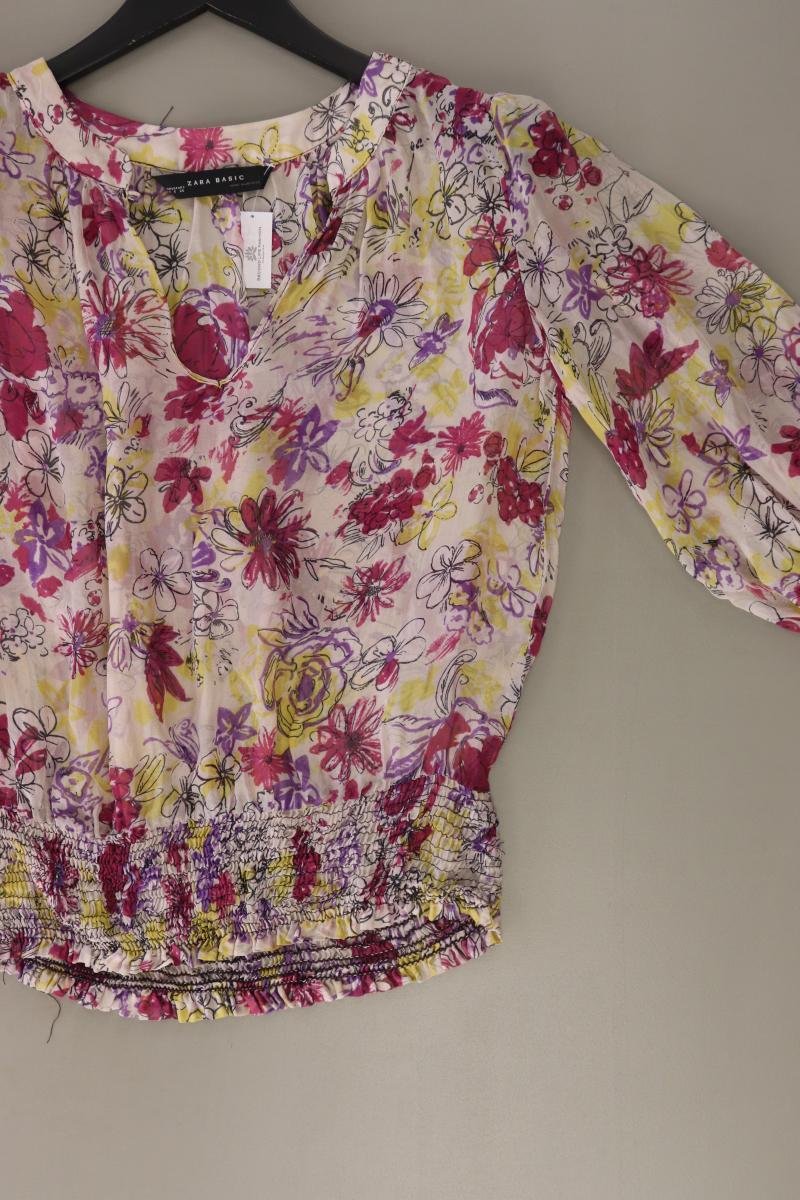 Zara Oversize-Bluse Gr. S mit Blumenmuster 3/4 Ärmel mehrfarbig
