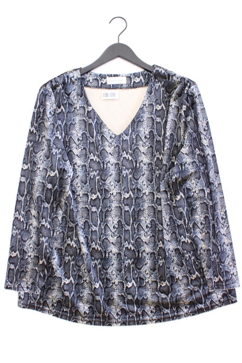 Judith Williams Samtshirt Gr. 52 mit Tierdruck neuwertig Langarm blau