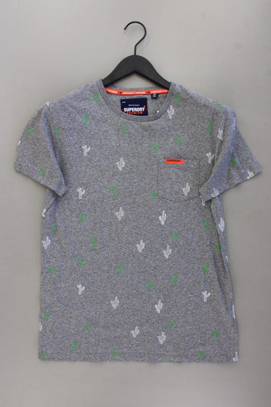 Superdry Shirt mit Kaktusprint für Herren Gr. M Kurzarm grau aus Baumwolle