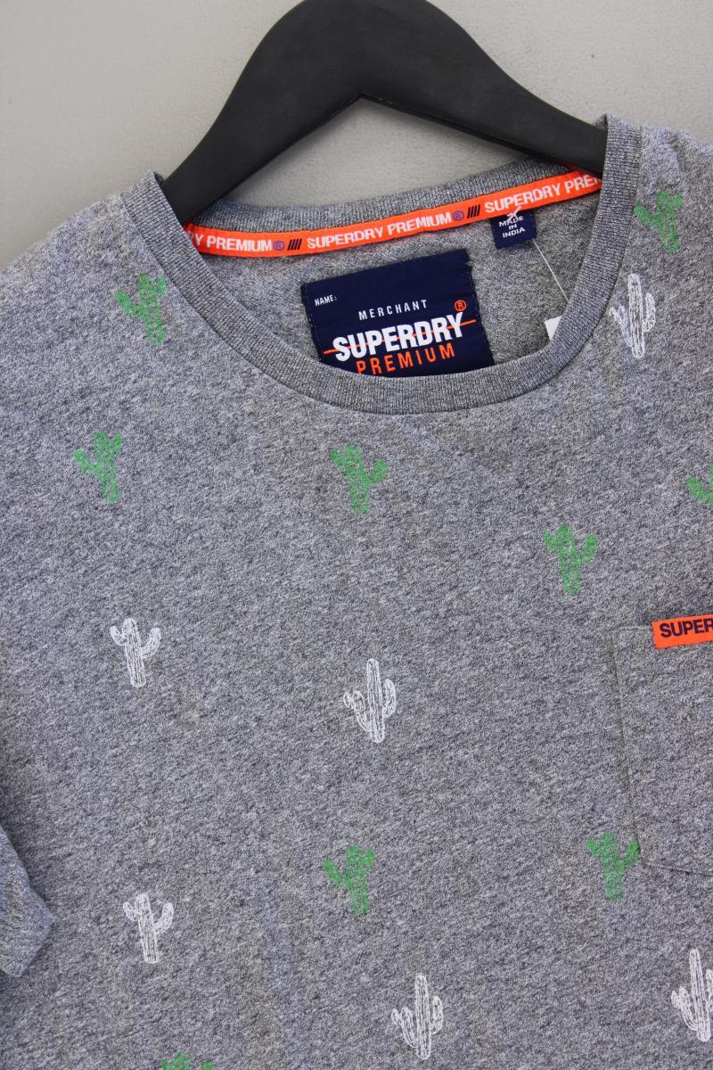 Superdry Shirt mit Kaktusprint für Herren Gr. M Kurzarm grau aus Baumwolle