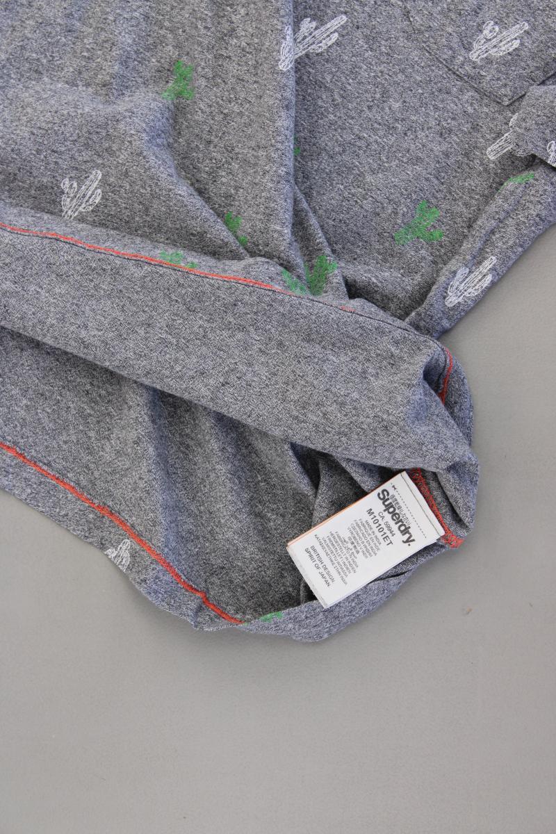 Superdry Shirt mit Kaktusprint für Herren Gr. M Kurzarm grau aus Baumwolle