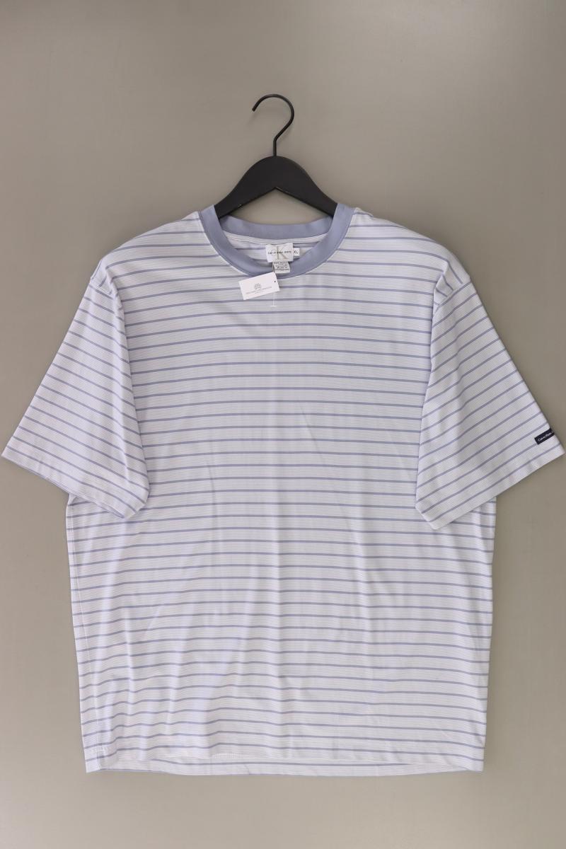 Calvin Klein Ringelshirt für Herren Gr. XL gestreift Kurzarm blau aus Nylon