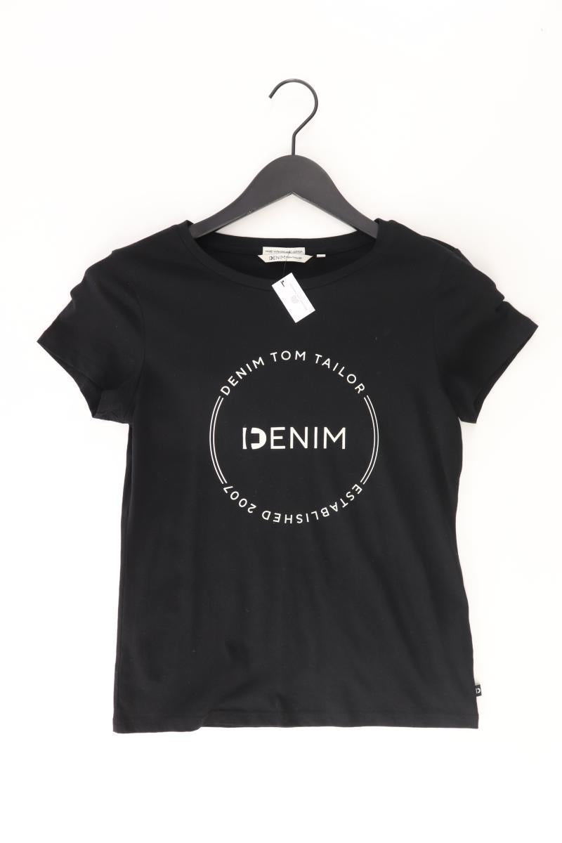 Tom Tailor Printshirt Gr. S Kurzarm schwarz aus Baumwolle