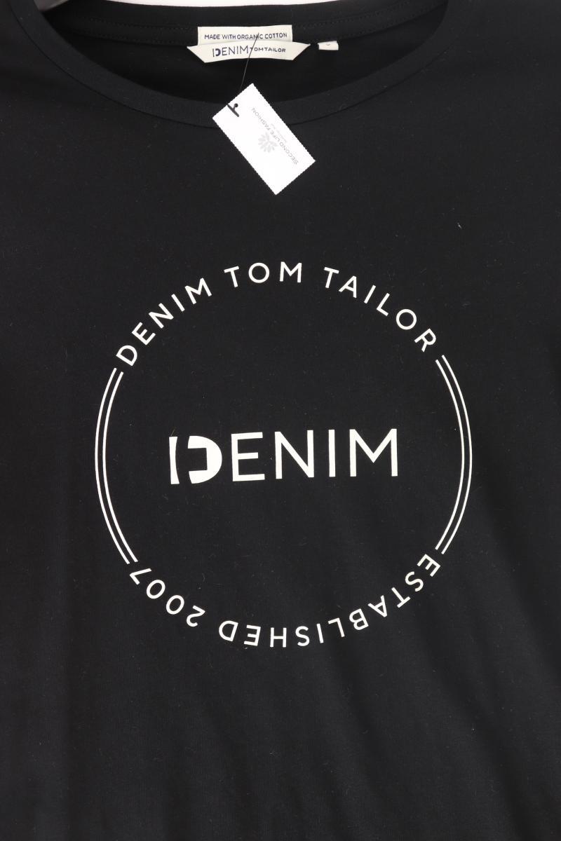 Tom Tailor Printshirt Gr. S Kurzarm schwarz aus Baumwolle