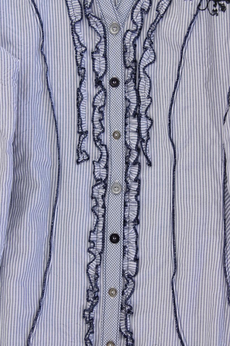 Biba Rüschenbluse Gr. 40 gestreift Langarm blau aus Baumwolle