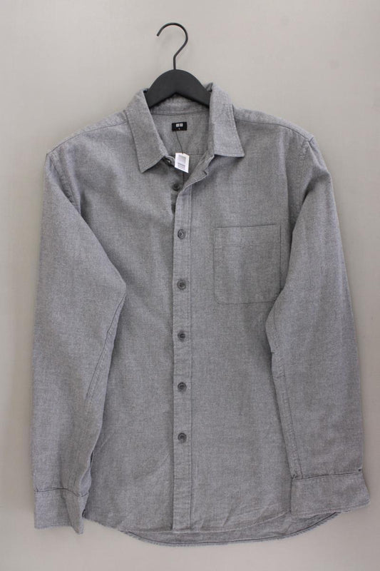 Uniqlo Langarmhemd für Herren Gr. L grau aus Baumwolle