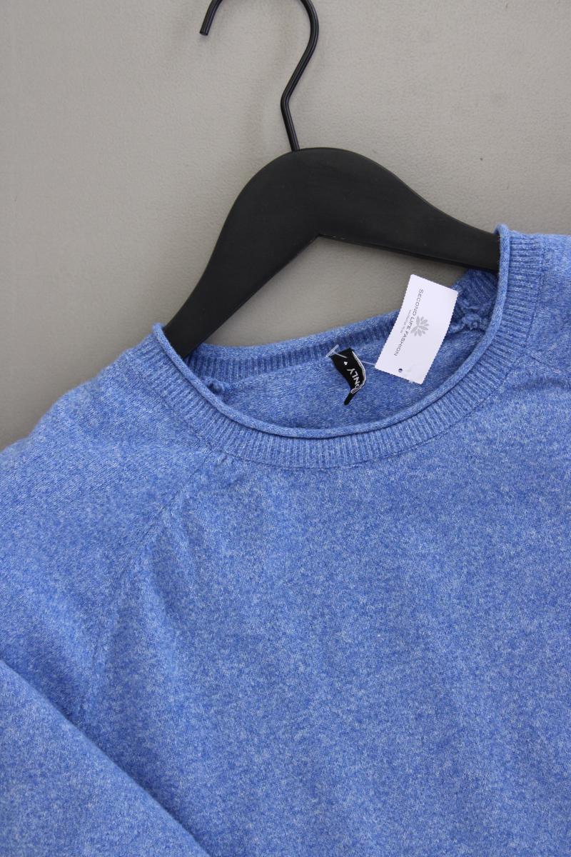 Only Crop Strickshirt Gr. M neuwertig Kurzarm blau aus Polyester