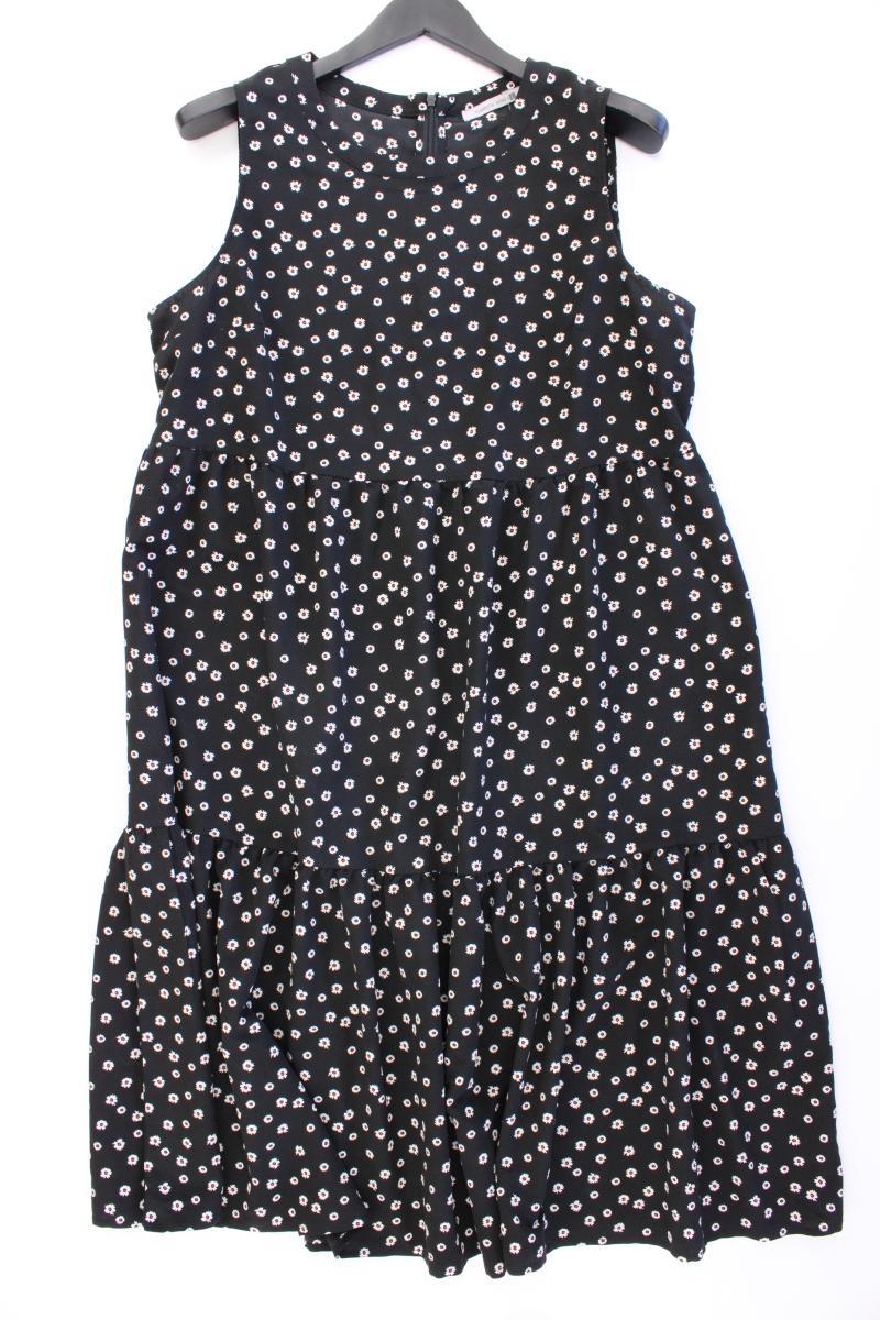 Midikleid Gr. L mit Blumenmuster Ärmellos schwarz