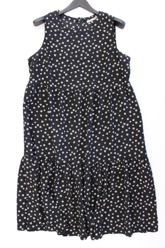 Midikleid Gr. L mit Blumenmuster Ärmellos schwarz
