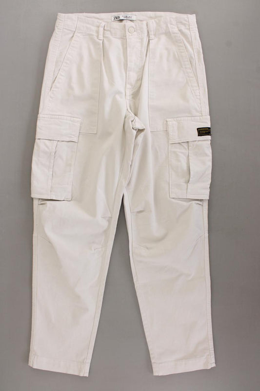 Zara Cargohose Gr. 40 creme aus Baumwolle