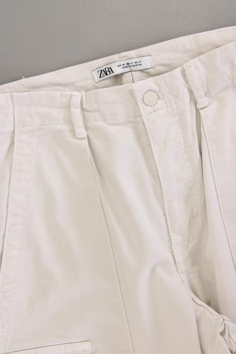 Zara Cargohose Gr. 40 creme aus Baumwolle