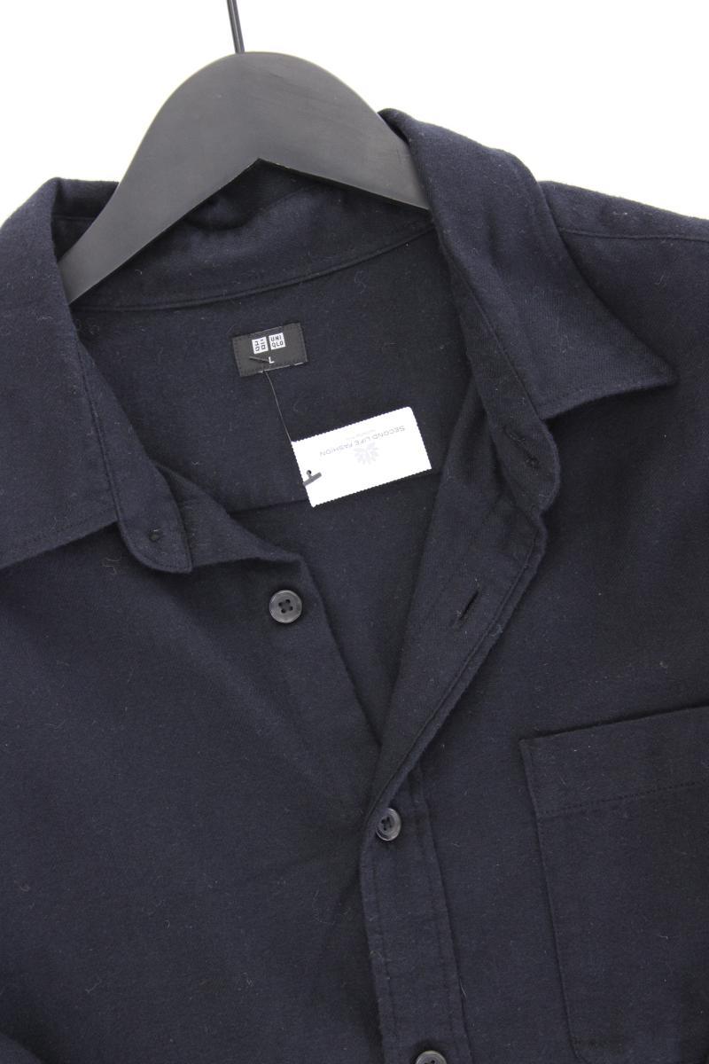 Uniqlo Langarmhemd für Herren Gr. L blau aus Baumwolle