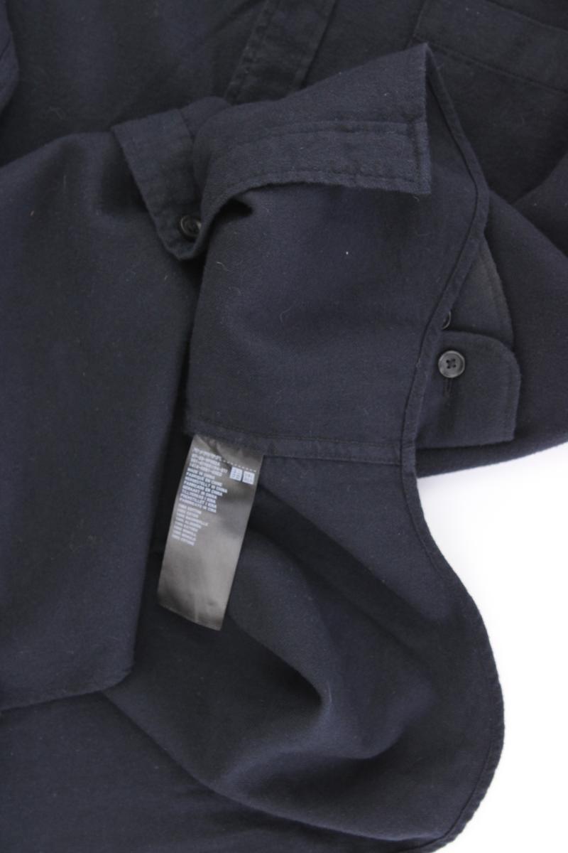 Uniqlo Langarmhemd für Herren Gr. L blau aus Baumwolle