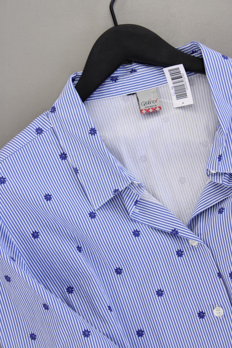 Qiero! Langarmkleid Gr. 44 gestreift neuwertig mit Gürtel blau aus Baumwolle