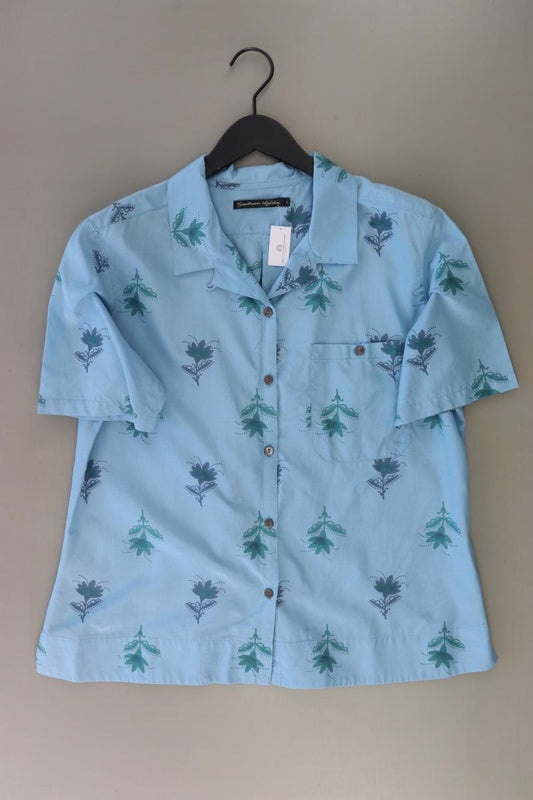 Gudrun Sjöden Bluse mit Seide Gr. L mit Blumenmuster neuwertig Kurzarm blau