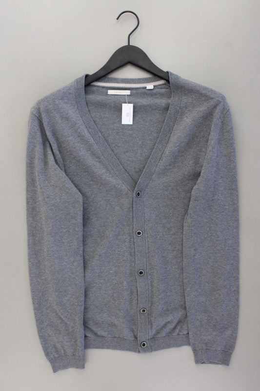Esprit Strickjacke für Herren Gr. M Langarm grau aus Baumwolle