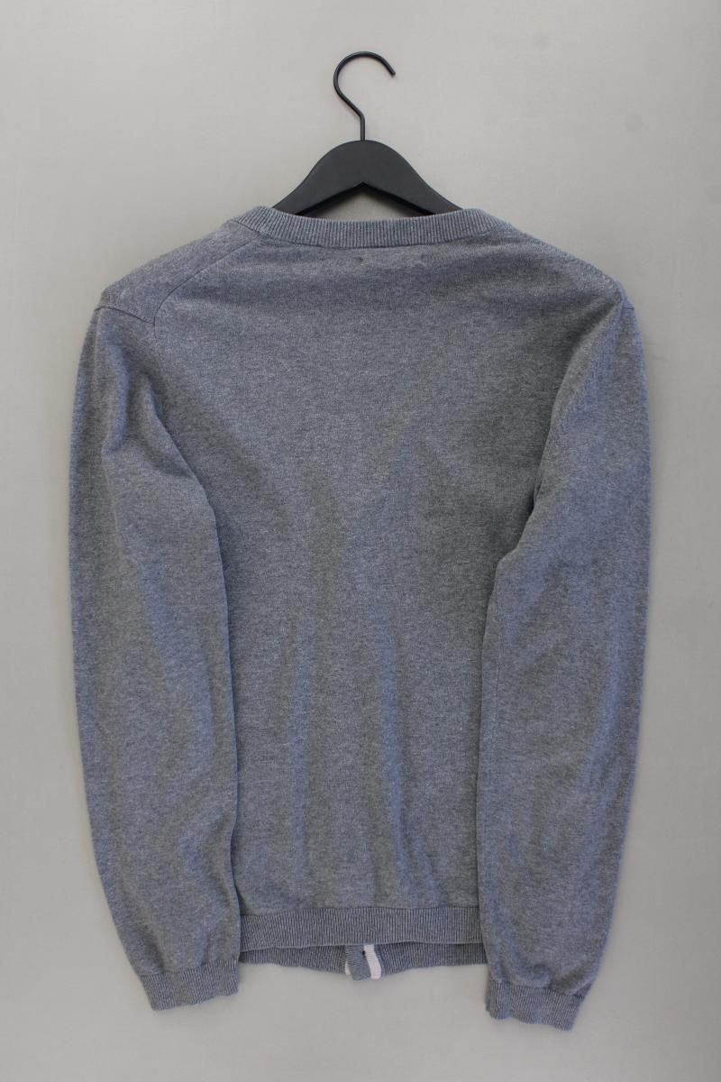 Esprit Strickjacke für Herren Gr. M Langarm grau aus Baumwolle