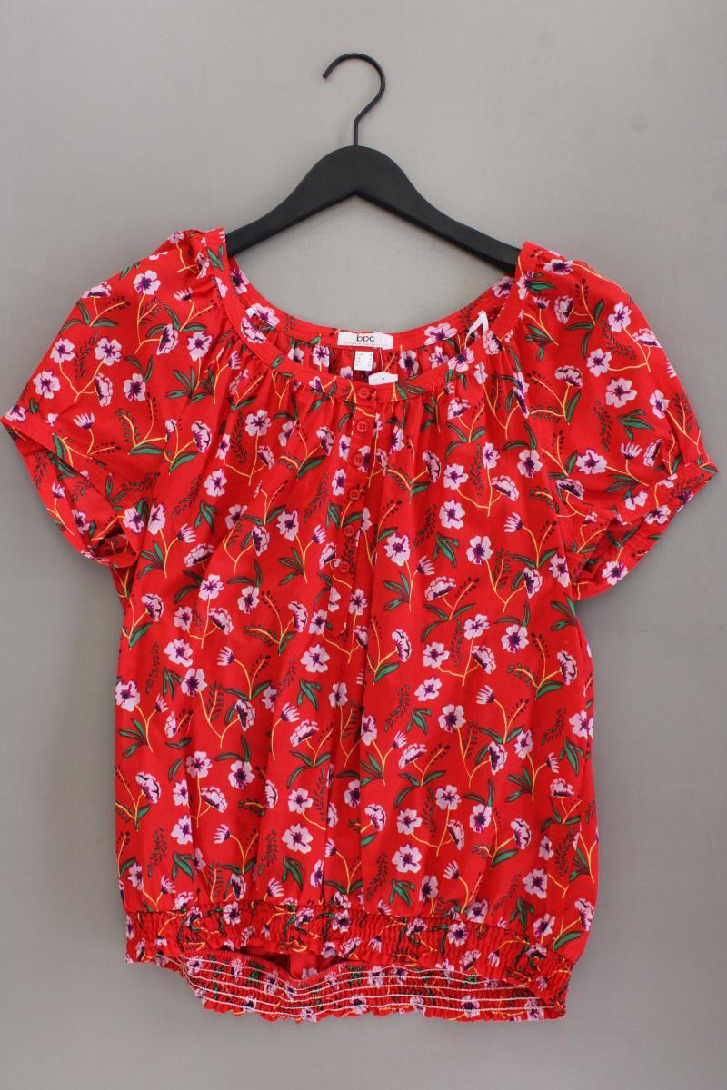 Bonprix Kurzarmbluse Gr. 44 mit Blumenmuster rot aus Baumwolle
