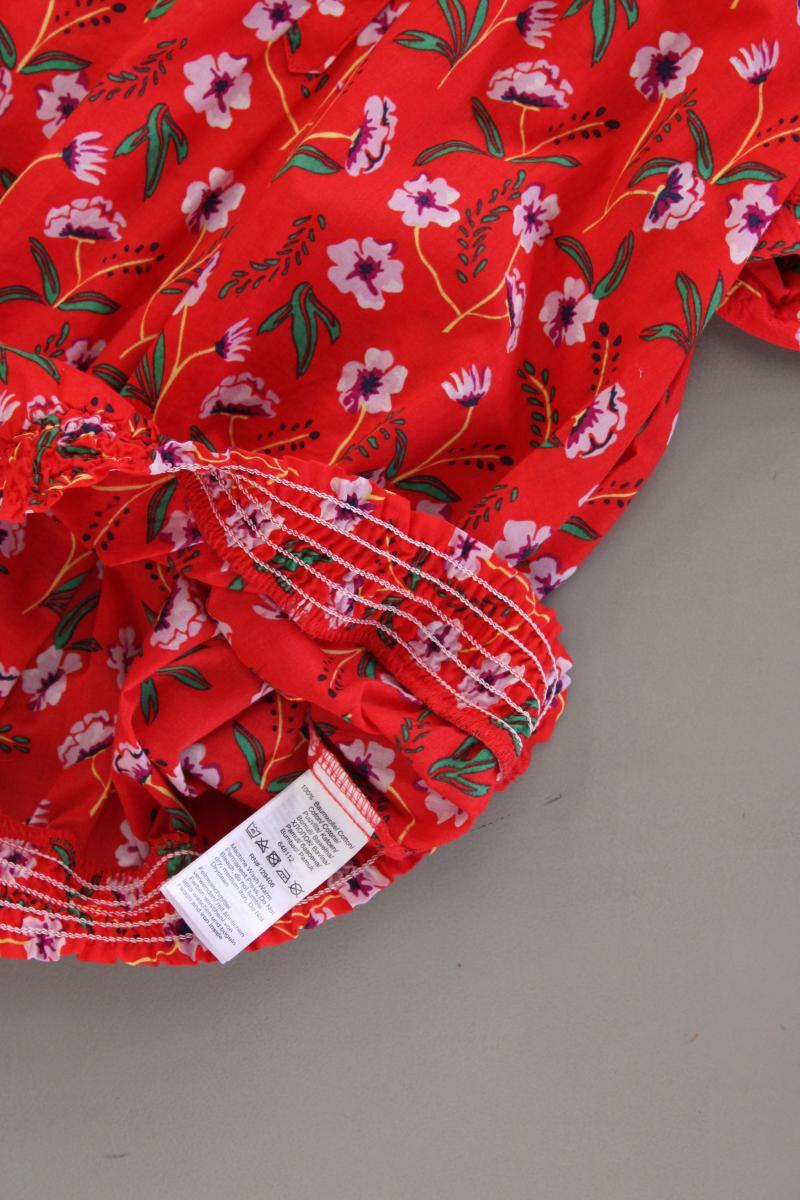 Bonprix Kurzarmbluse Gr. 44 mit Blumenmuster rot aus Baumwolle