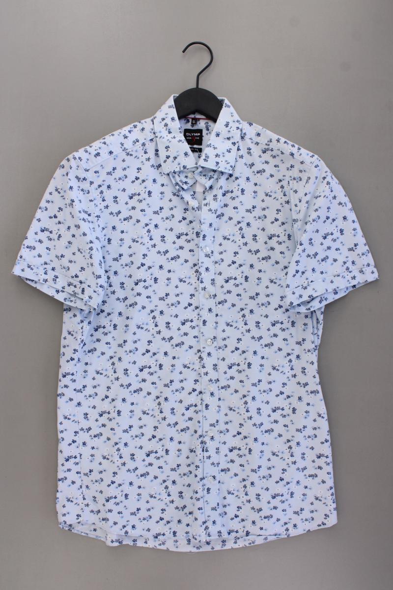 Olymp Kurzarmhemd für Herren Gr. Hemdgröße 41 mit Blumenmuster blau