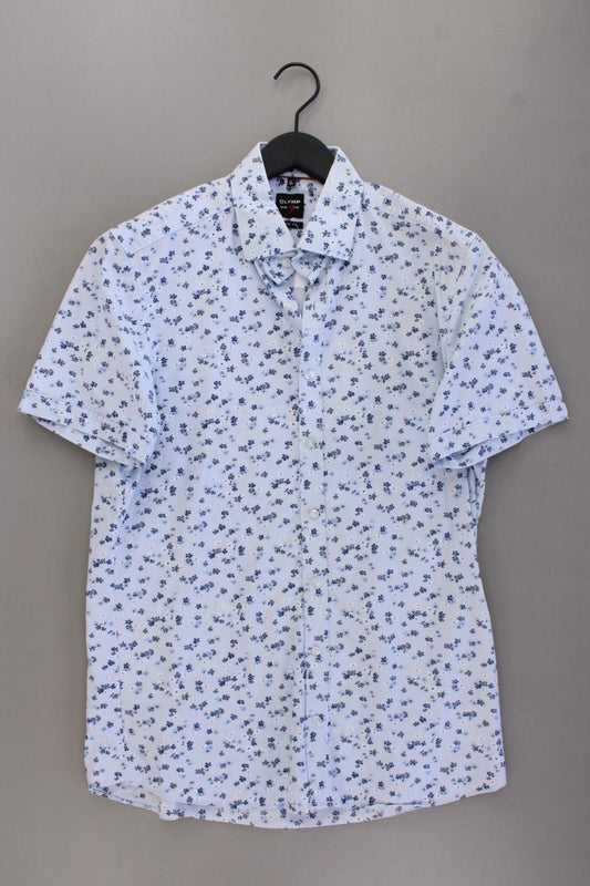 Olymp Kurzarmhemd für Herren Gr. Hemdgröße 41 mit Blumenmuster blau