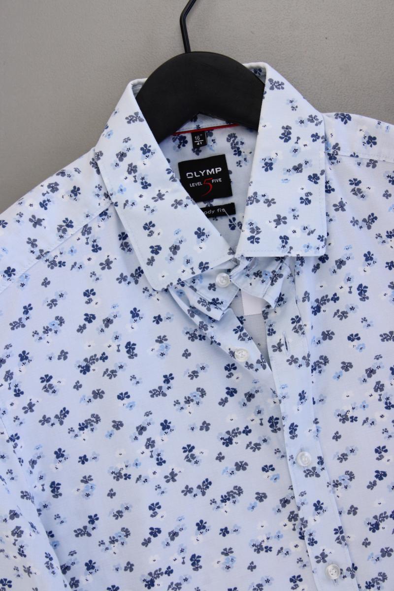 Olymp Kurzarmhemd für Herren Gr. Hemdgröße 41 mit Blumenmuster blau