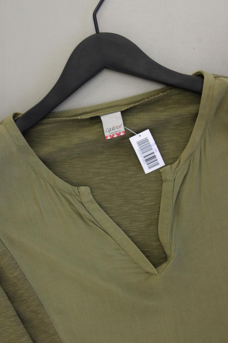 Qiero! Shirt mit V-Ausschnitt Gr. 44 neuwertig 3/4 Ärmel olivgrün aus Baumwolle