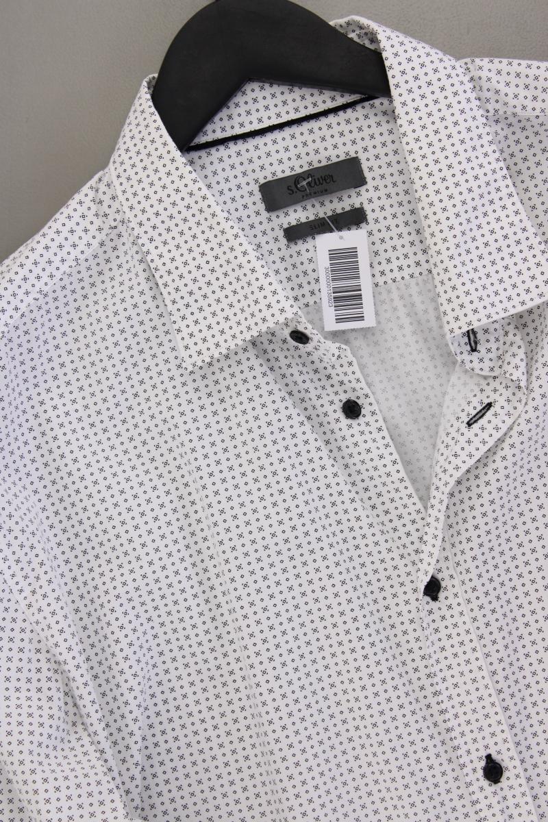 s.Oliver Premium Langarmhemd für Herren Gr. Hemdgröße 45 weiß aus Baumwolle