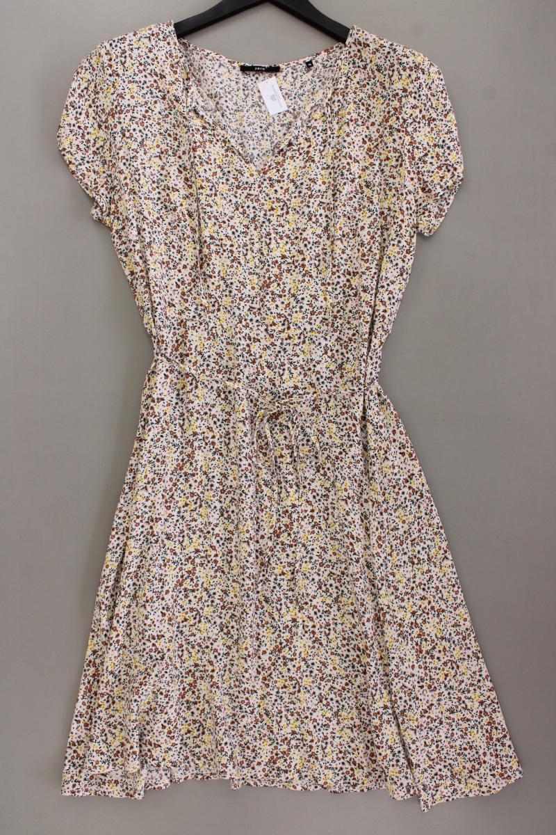 Zero Kurzarmkleid Gr. 42 mit Blumenmuster mit Gürtel mehrfarbig aus Viskose