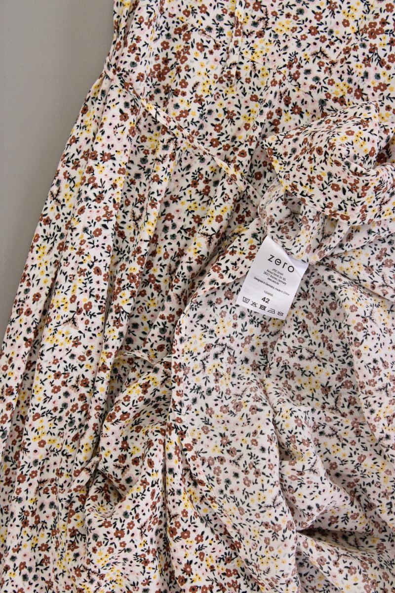 Zero Kurzarmkleid Gr. 42 mit Blumenmuster mit Gürtel mehrfarbig aus Viskose