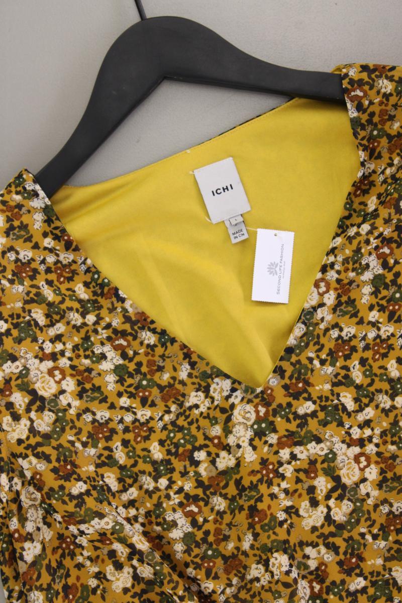 Ichi Kurzarmkleid Gr. L mit Blumenmuster gelb aus Polyester