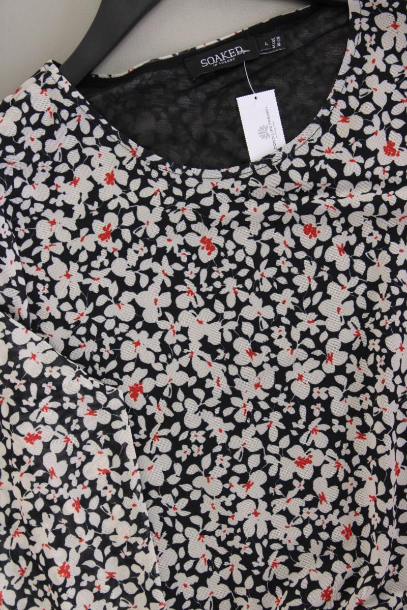 SOAKED IN LUXURY Langarmkleid Gr. L mit Blumenmuster neuwertig mehrfarbig