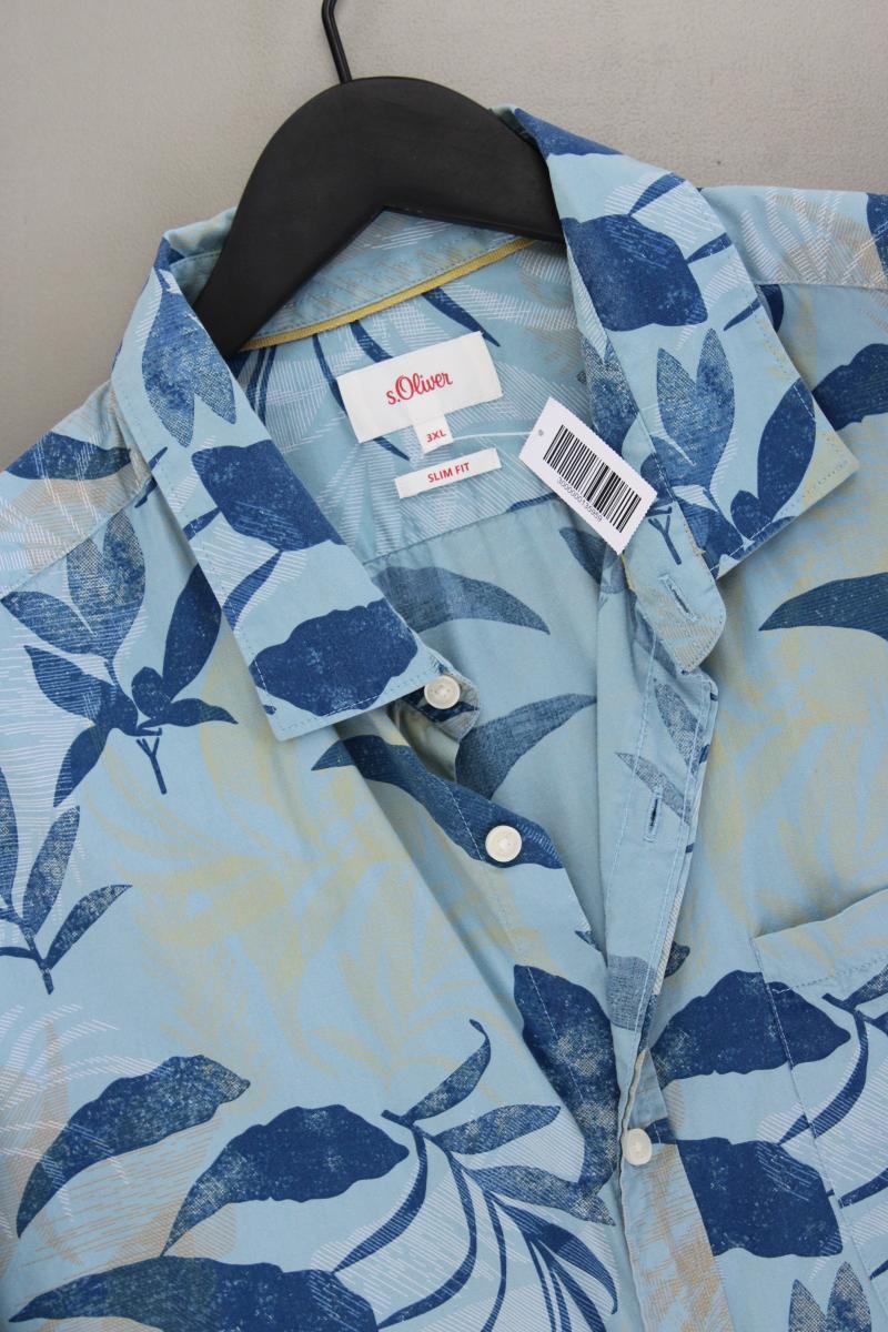 s.Oliver Kurzarmhemd für Herren Gr. XXXL blau aus Baumwolle
