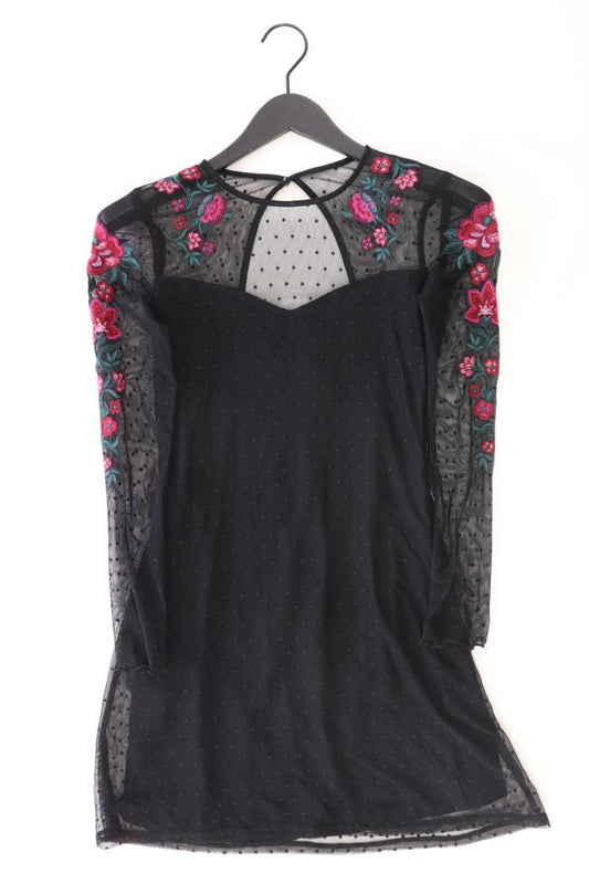Hollister Chiffonkleid Gr. XS mit Blumenmuster Langarm schwarz aus Nylon