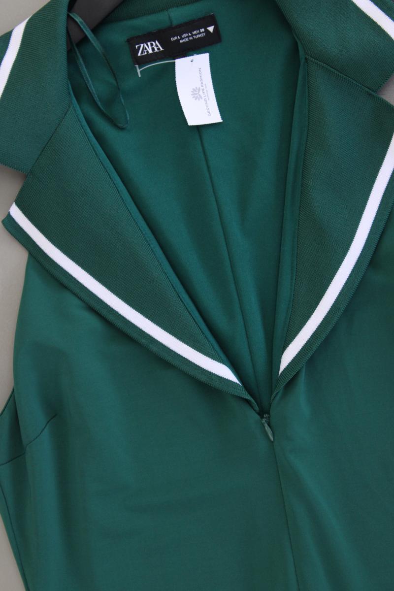 Zara Polokleid Gr. L Ärmellos grün aus Polyester