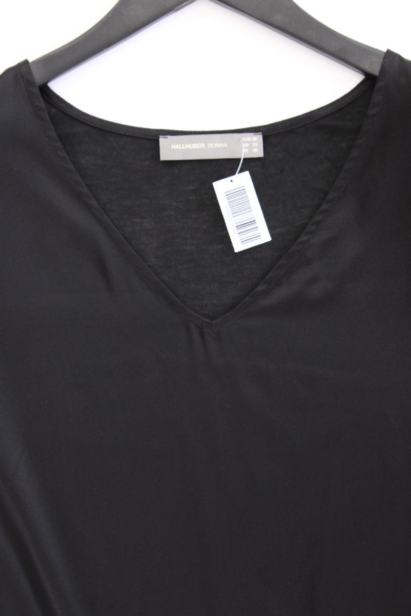 Hallhuber Donna Seidenbluse Gr. 38 Kurzarm schwarz