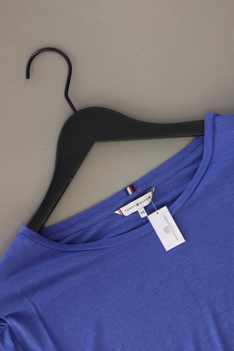 Tommy Hilfiger Shirt mit Leinen Gr. XXL Kurzarm blau aus Lyocell