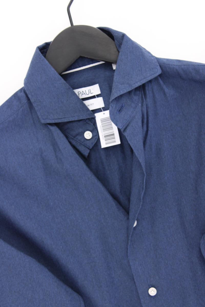 Paul Langarmhemd für Herren Gr. Hemdgröße 37/38 blau aus Baumwolle