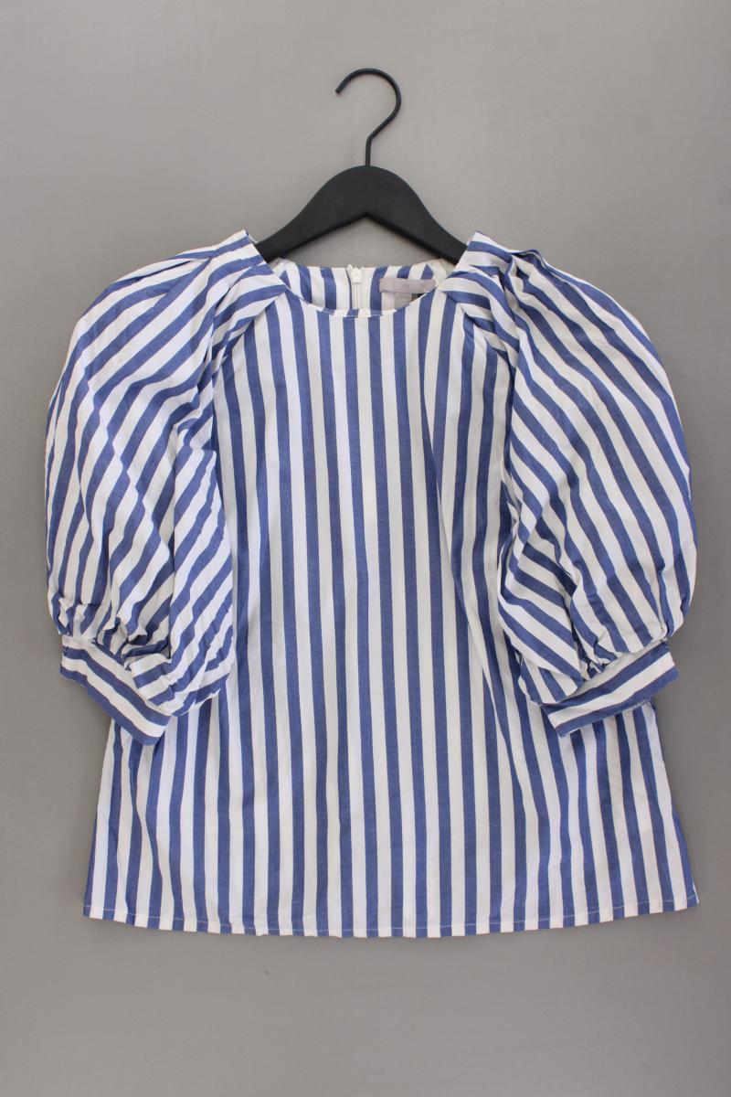 H&M Bluse Gr. M gestreift neuwertig Kurzarm blau aus Baumwolle