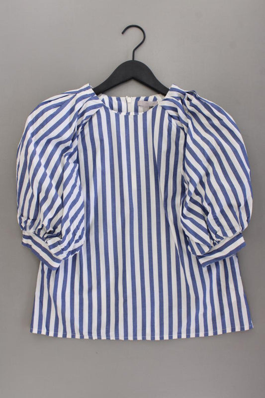 H&M Bluse Gr. M gestreift neuwertig Kurzarm blau aus Baumwolle